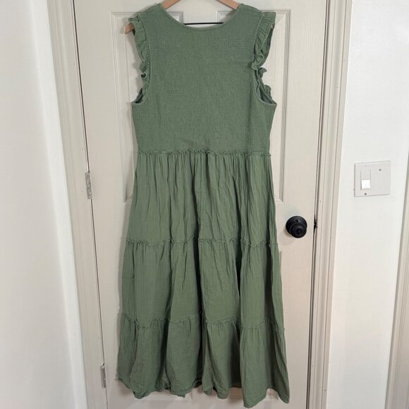 Old Navy Maxi Dress Womens XXL Green Tiered Cottage Core Feminine Sleeveless - Picture 2 of 16